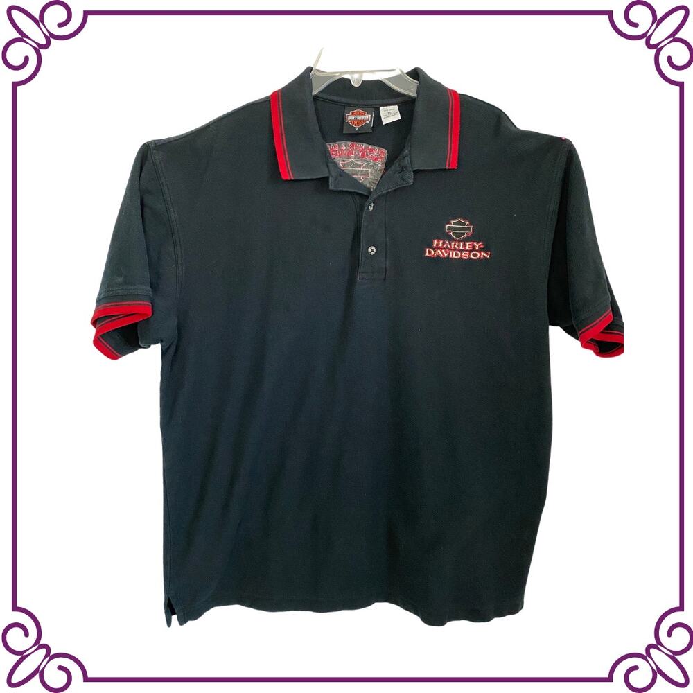 Harley Davidson Boise Idaho Men's Black Cotton Embroidered Polo Shirt XL